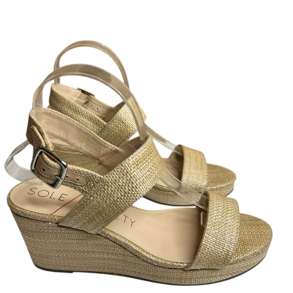 Sole Society So Cimmie wedge sandals in tan wicker